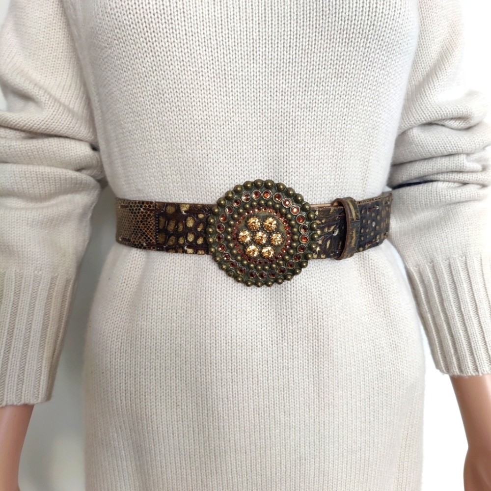 Leatherock Women's Leather Embossed Belt